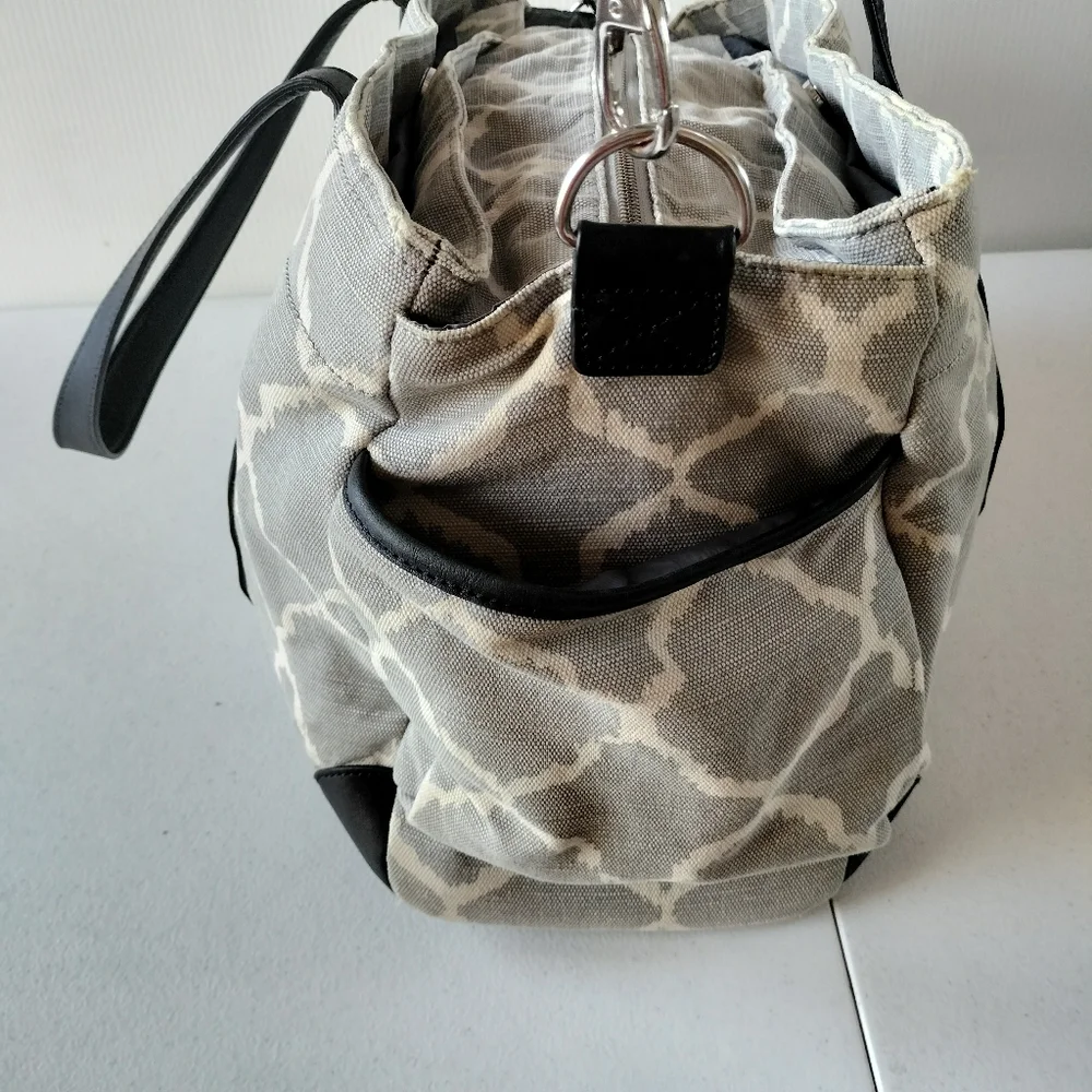 Pottery Barn Kids Gray Ikat Baby Diaper Bag Tote Travel Removable Strap